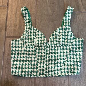 Green Houndstooth Crop Top